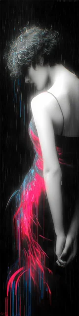 Free dark romance bookmark featuring a lady standing in shadowy rain